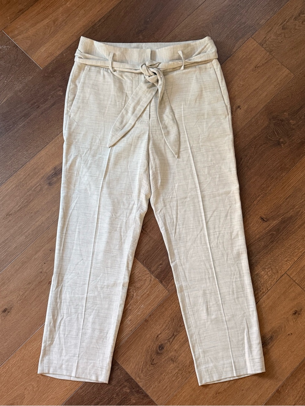 Light Beige Tie-Waist Men’s Dress Pants